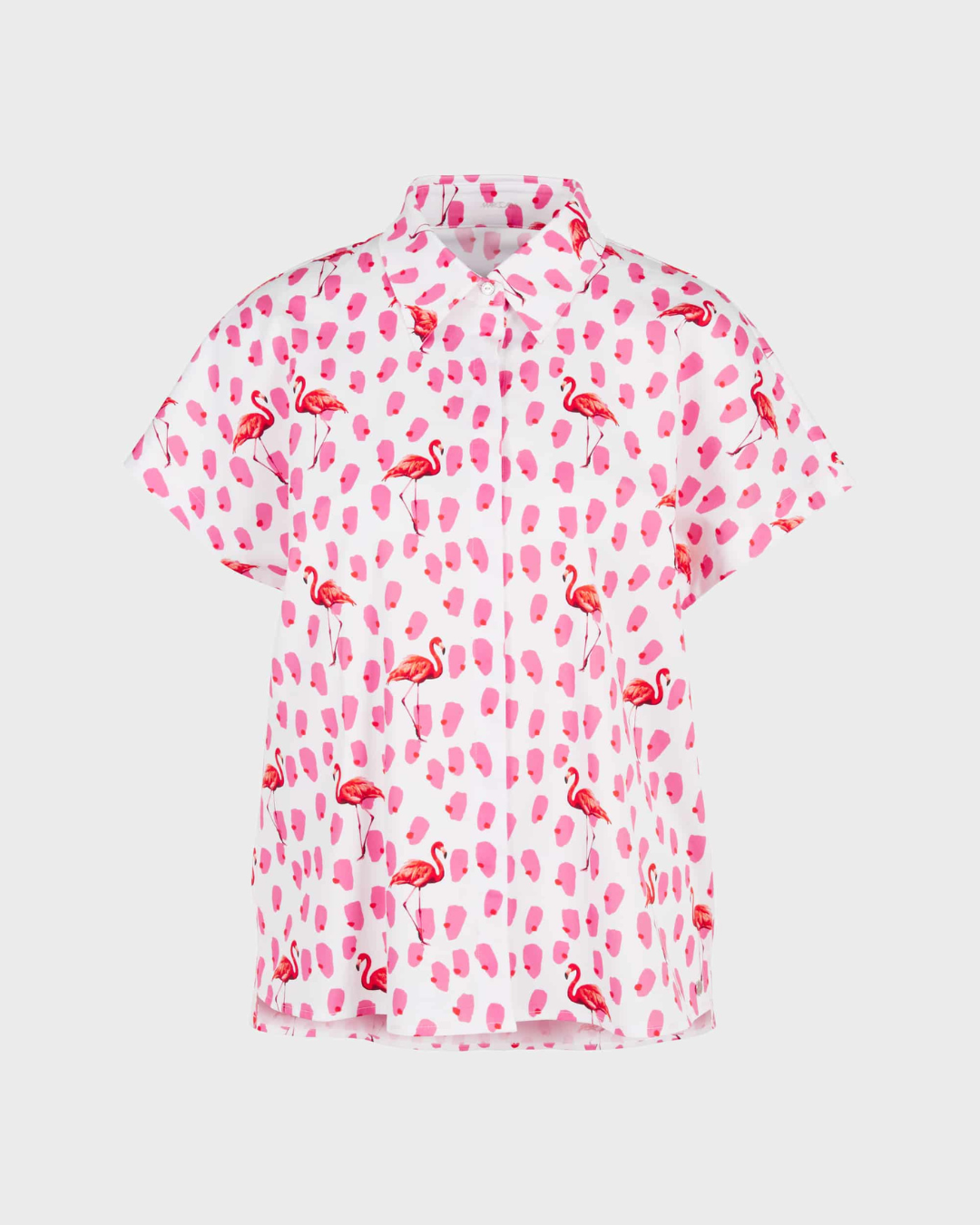 Blouse with tonal flamingo print