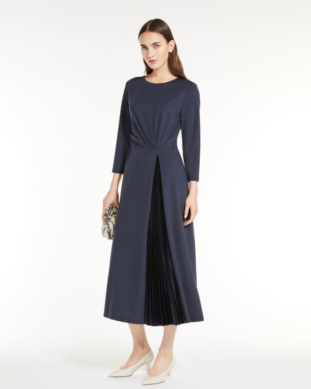 Pleated Jersey Dress