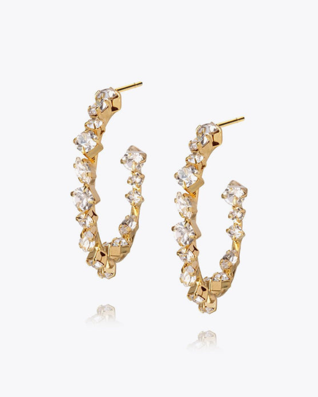 Antonia Loop Earrings / Crystal - Gold
