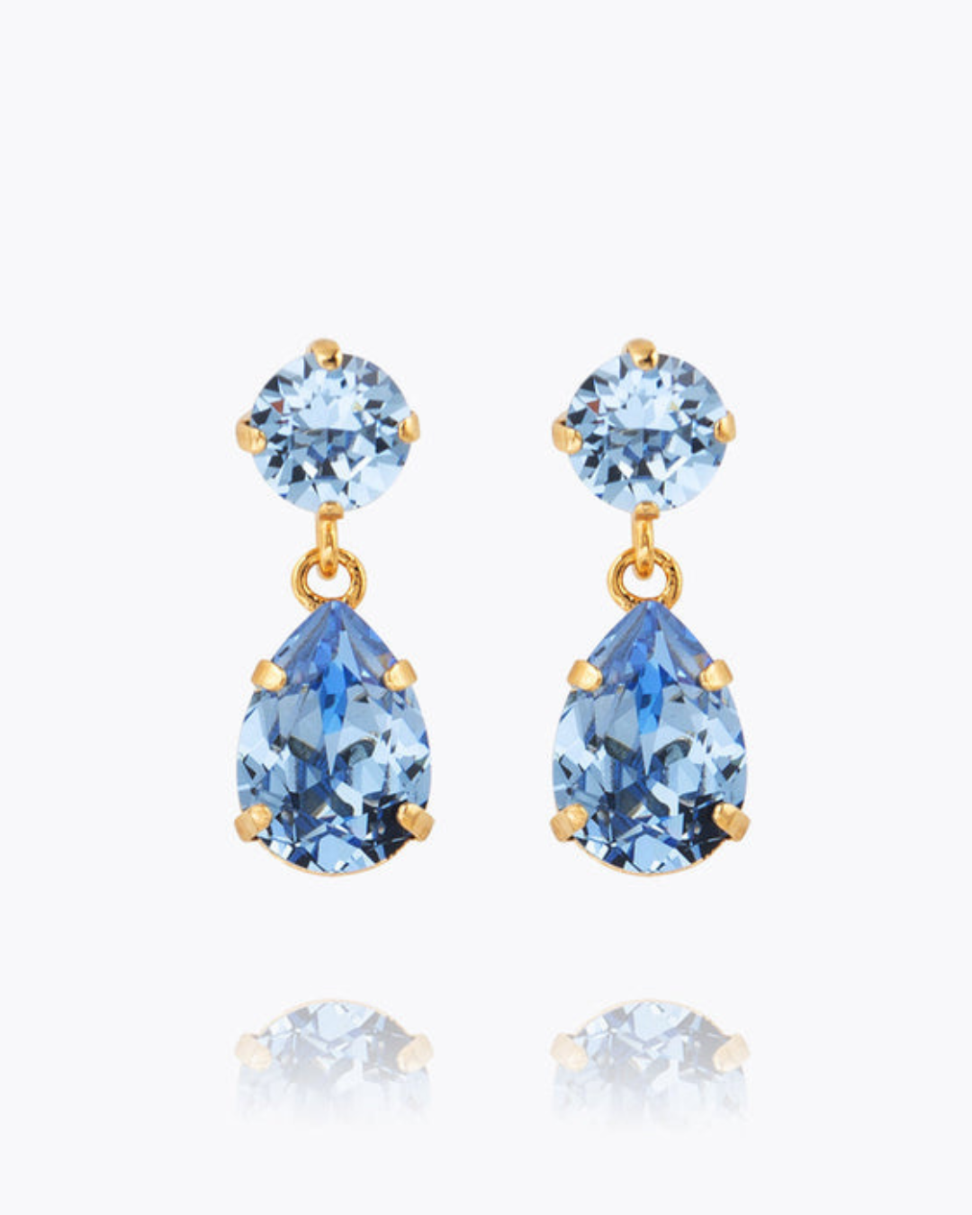 Mini Drop Earrings / Light Sapphire - Gold