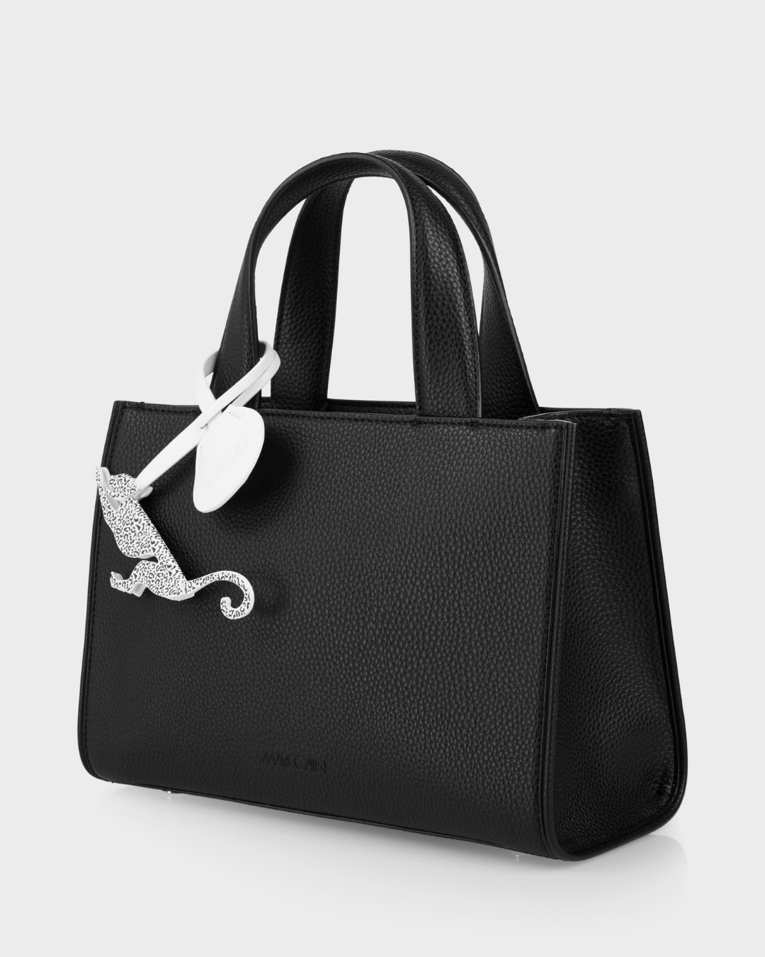Handle bag with shoulder strap - black