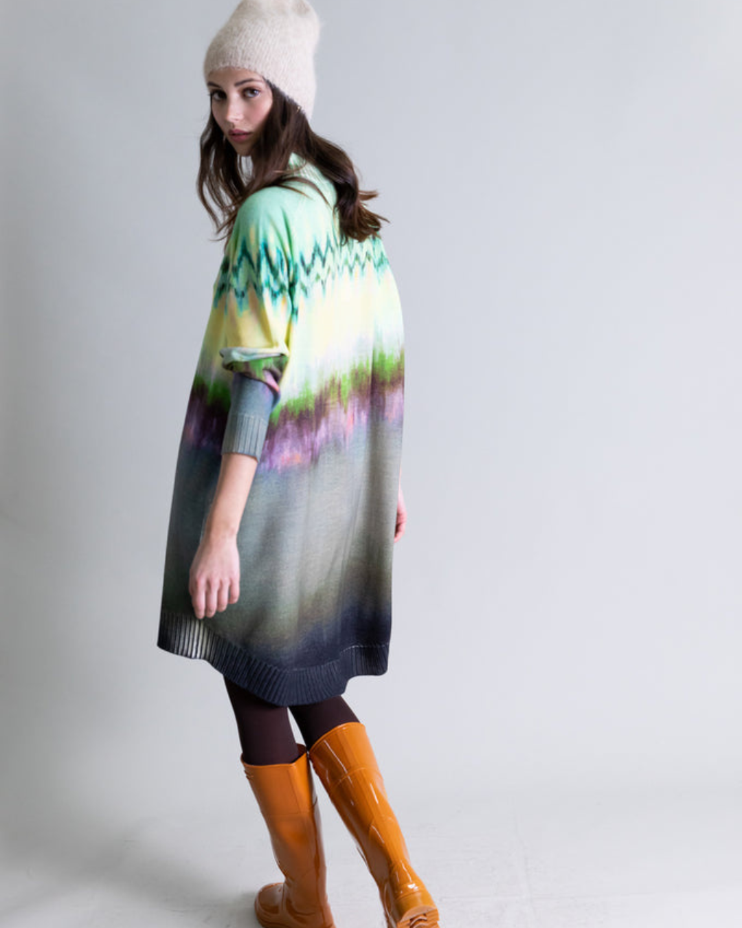 Merino wool printed dress
