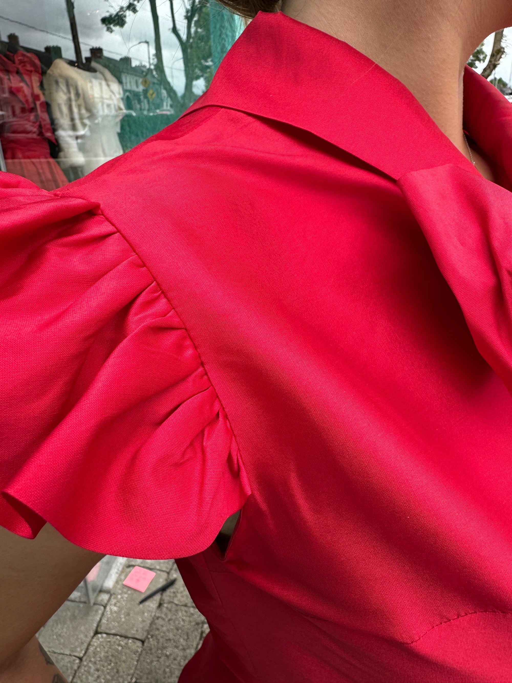 Andtate Chrissy Poppy Red Taffeta Top