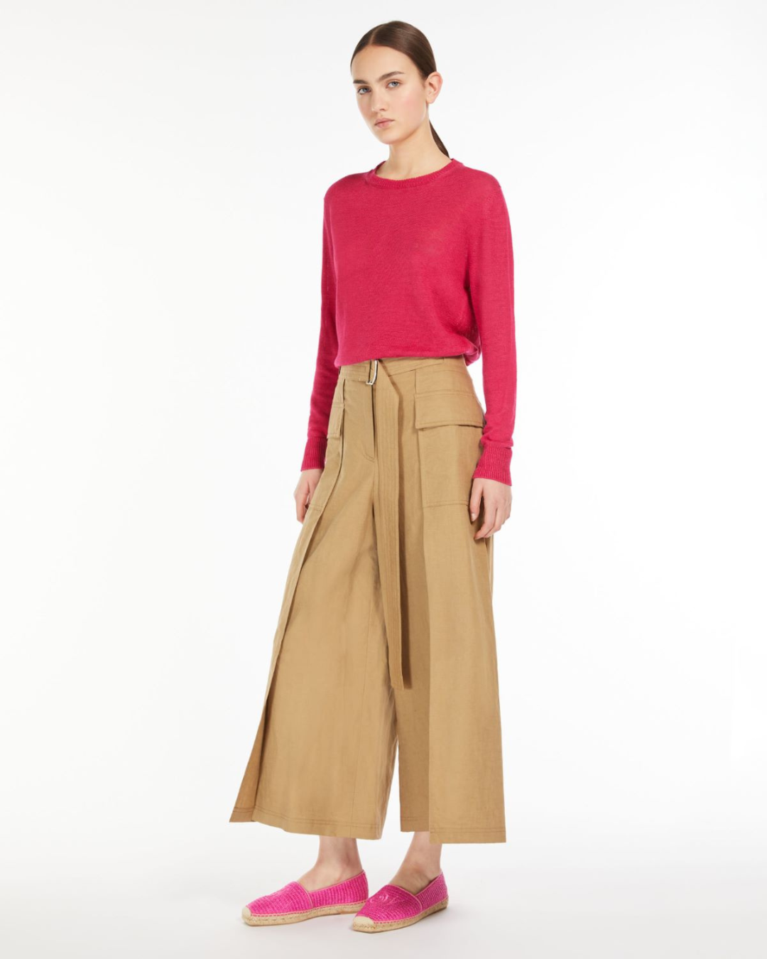 Linen Yarn Sweater - Fuchsia