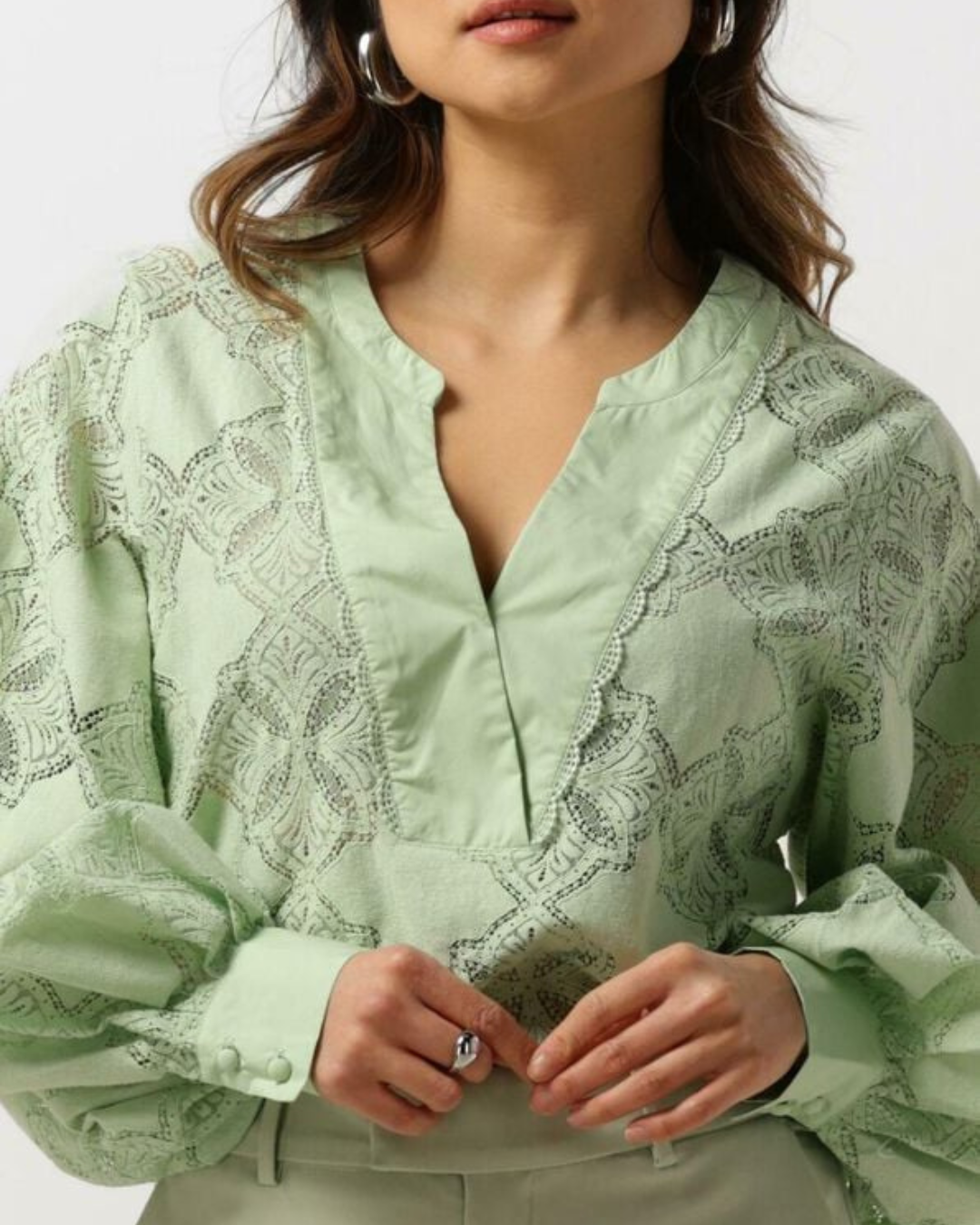 Yen Lace Blouse - Mint Green
