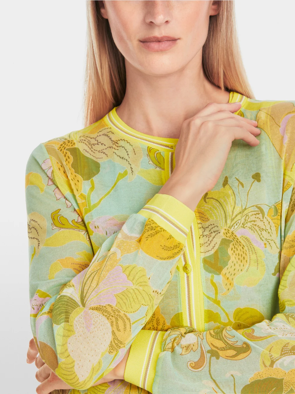 MarcCain CARDIGAN IN PRINT - SOFT LIMEADE