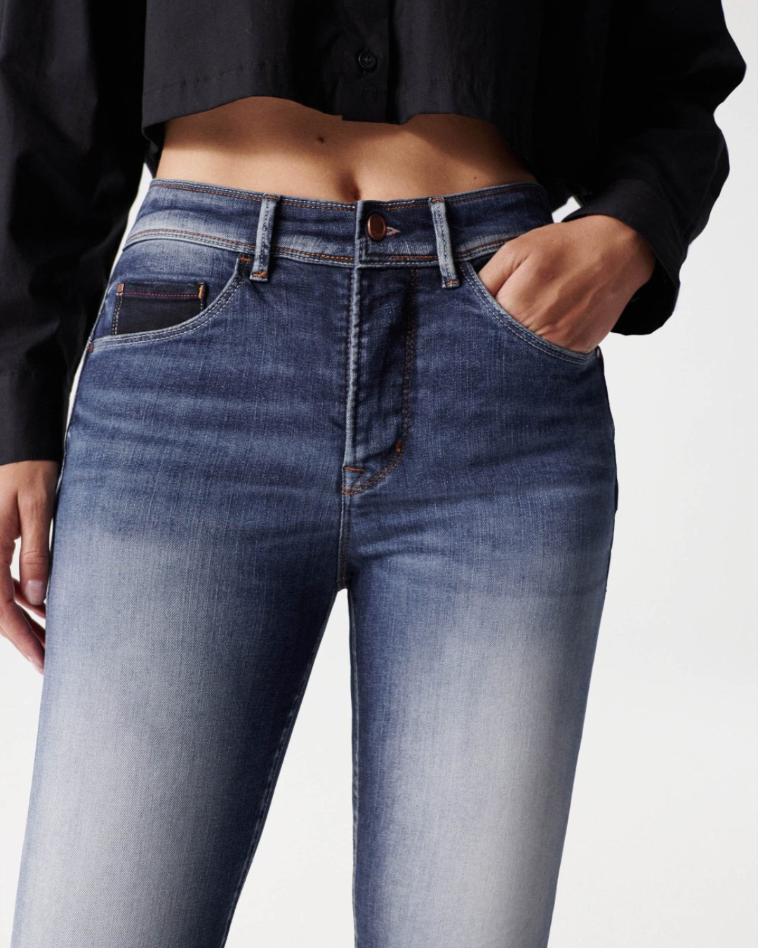 Faith Push In Cropped Premium Wash Jeans