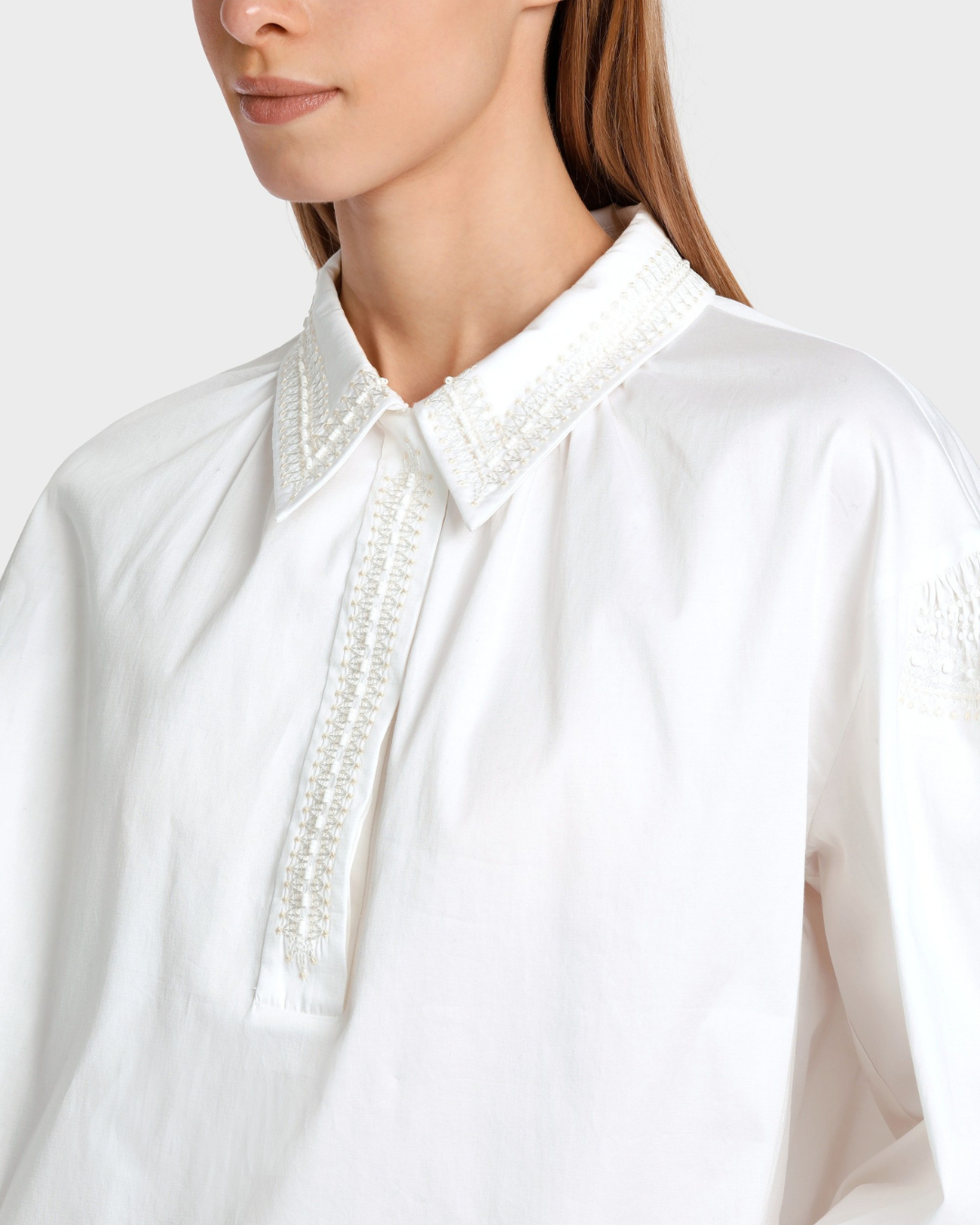 Embroidered A-line Shirt Blouse