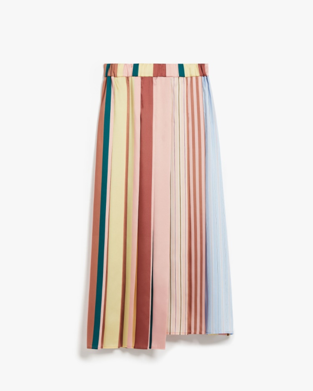 Pleated Printed Twill Skirt
