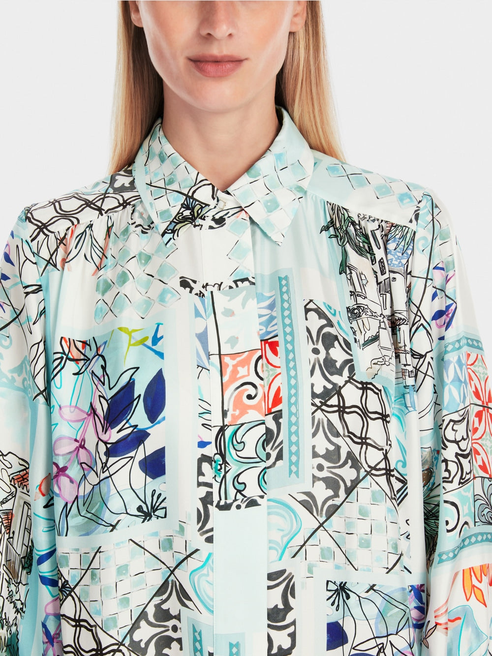 MarcCain Shirt dress in printed silk