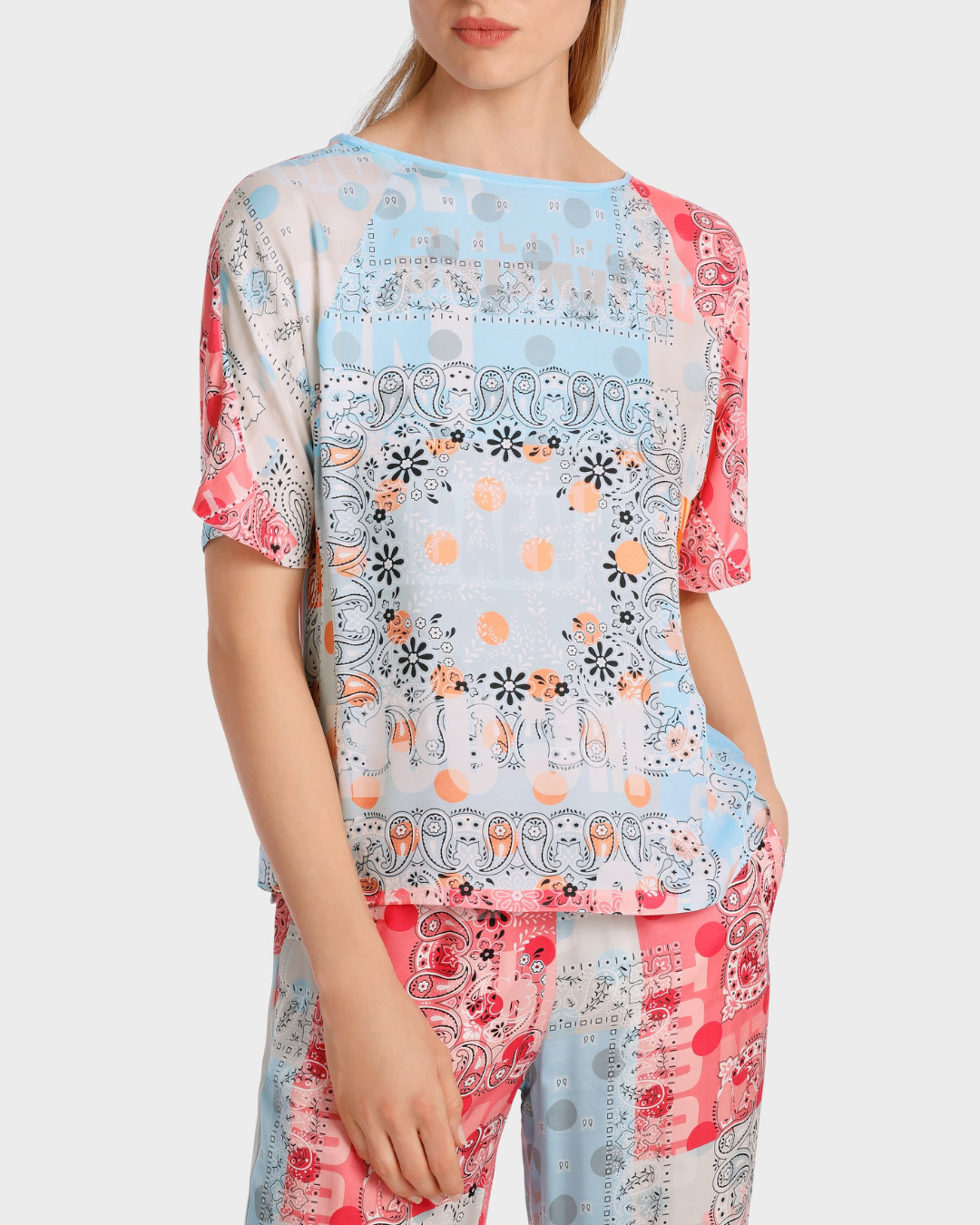 Printed &quot;Rethink Together&quot; blouse