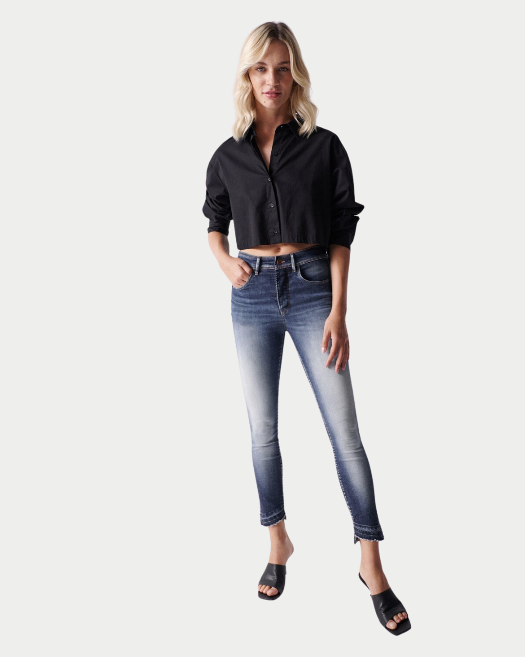 Faith Push In Cropped Premium Wash Jeans