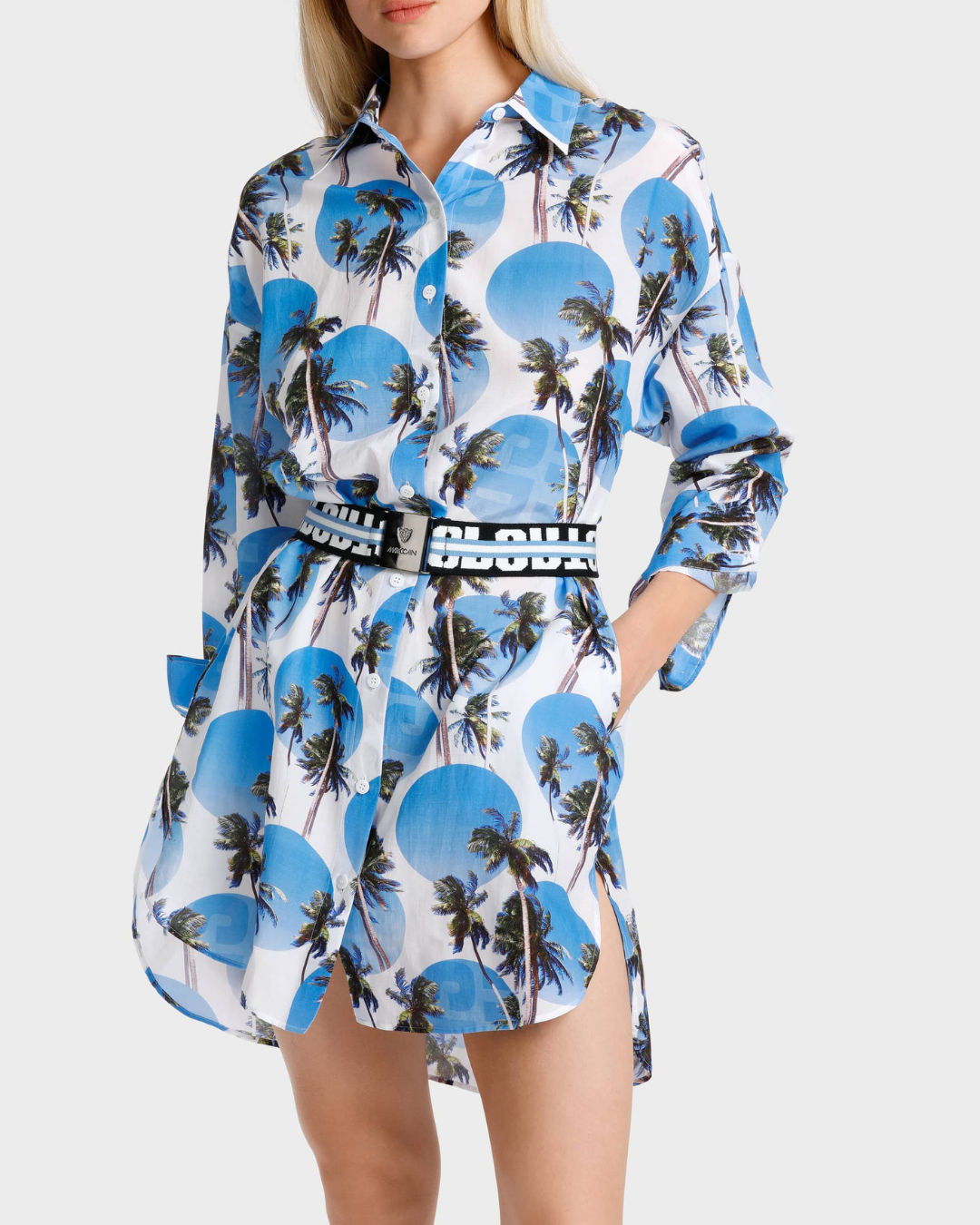 Shirt Dress With Palm Print