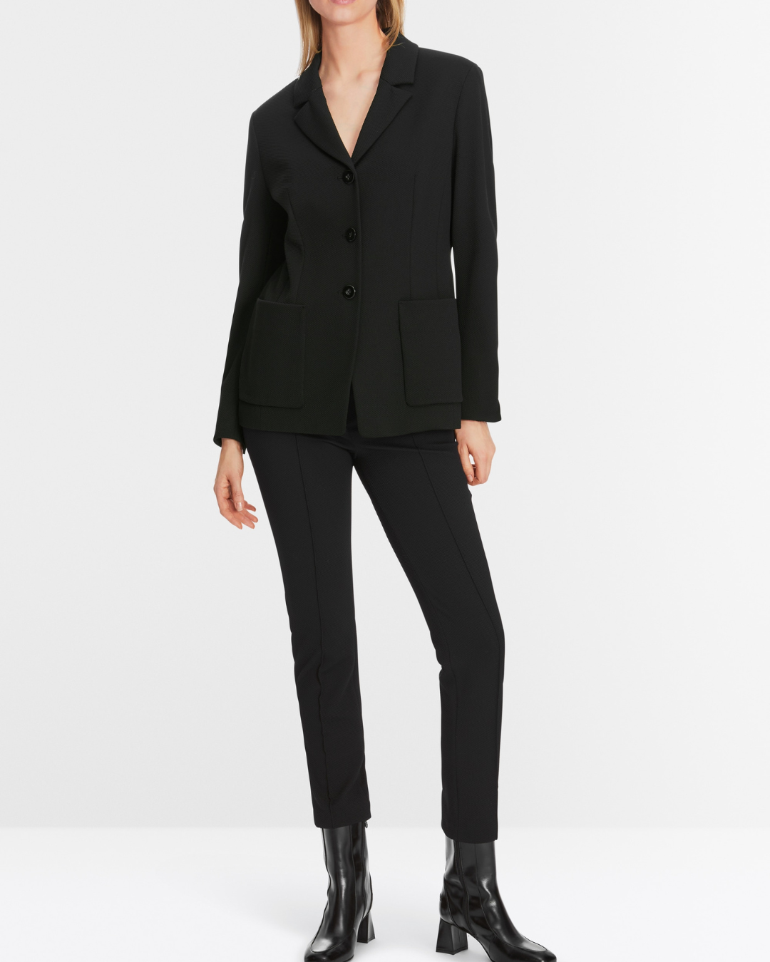 Blazer with structured outer material