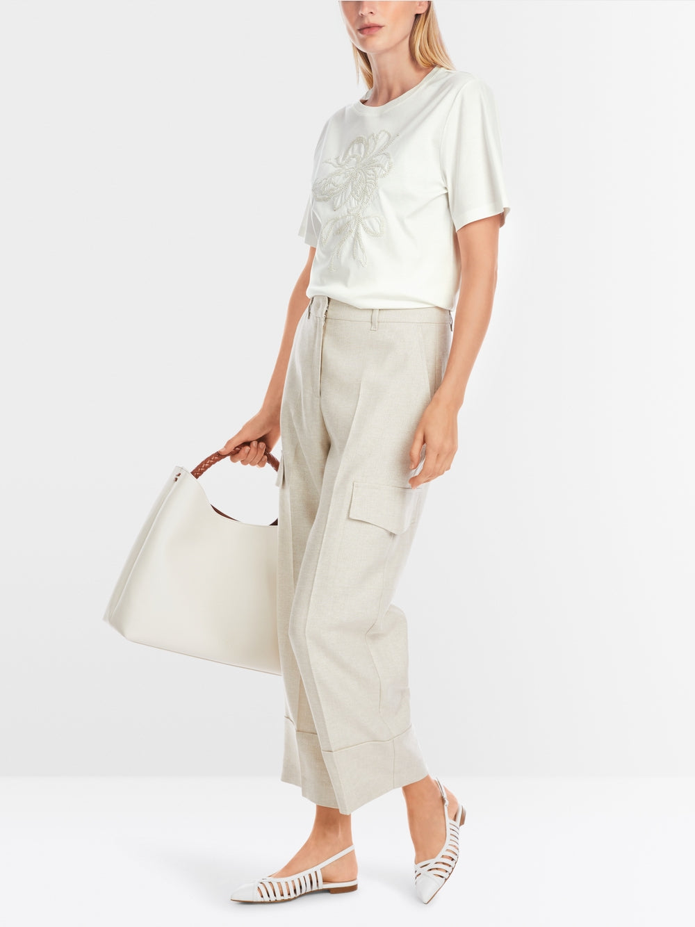 MarcCain Embroidered T-shirt in pure cotton