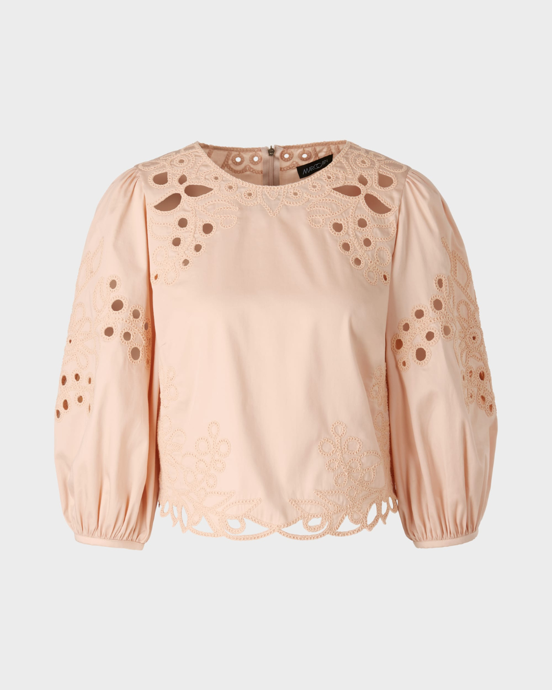 Short Cotton Eyelet Embroidery Blouse