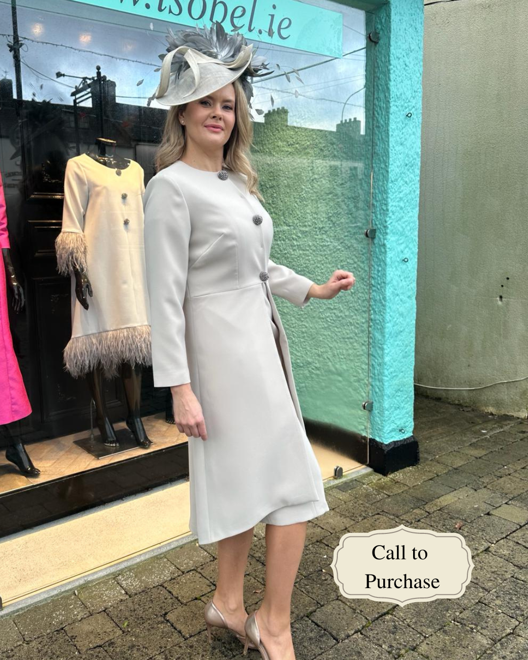 Fitted Dress With Matching Jacket - Stone