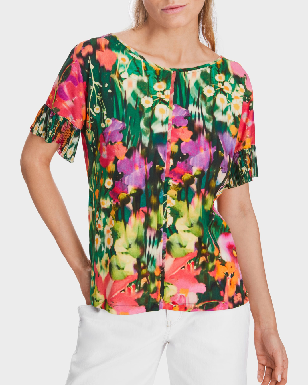 T-Shirt with Pleated Sleeves