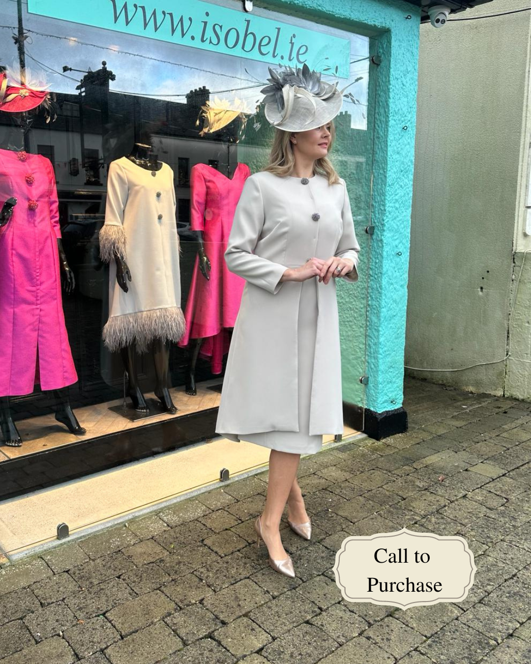 Fitted Dress With Matching Jacket - Stone