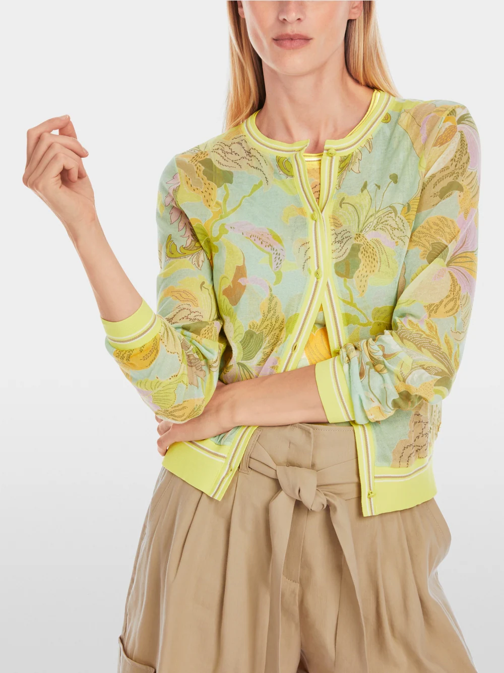 MarcCain CARDIGAN IN PRINT - SOFT LIMEADE