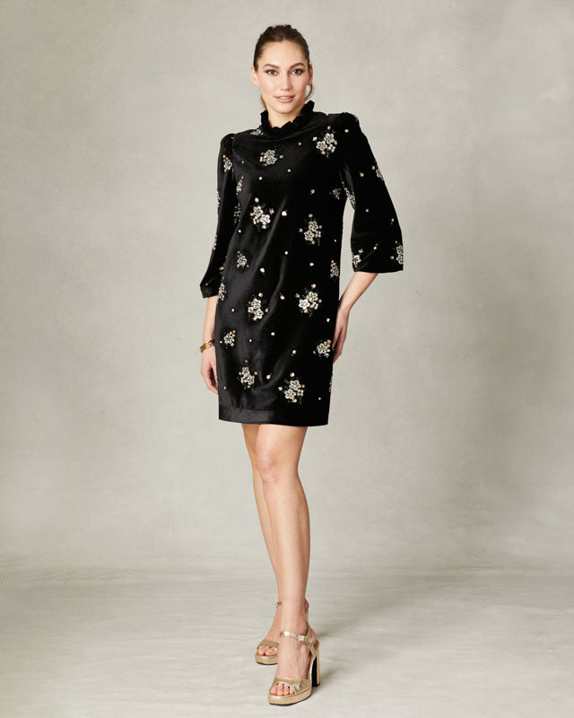 Fee G Astrid-short beaded dress-black