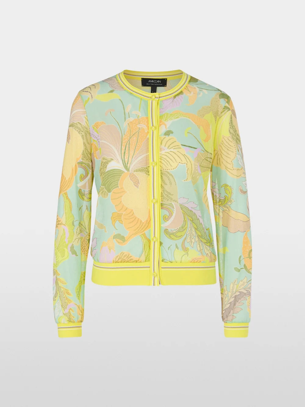 MarcCain CARDIGAN IN PRINT - SOFT LIMEADE