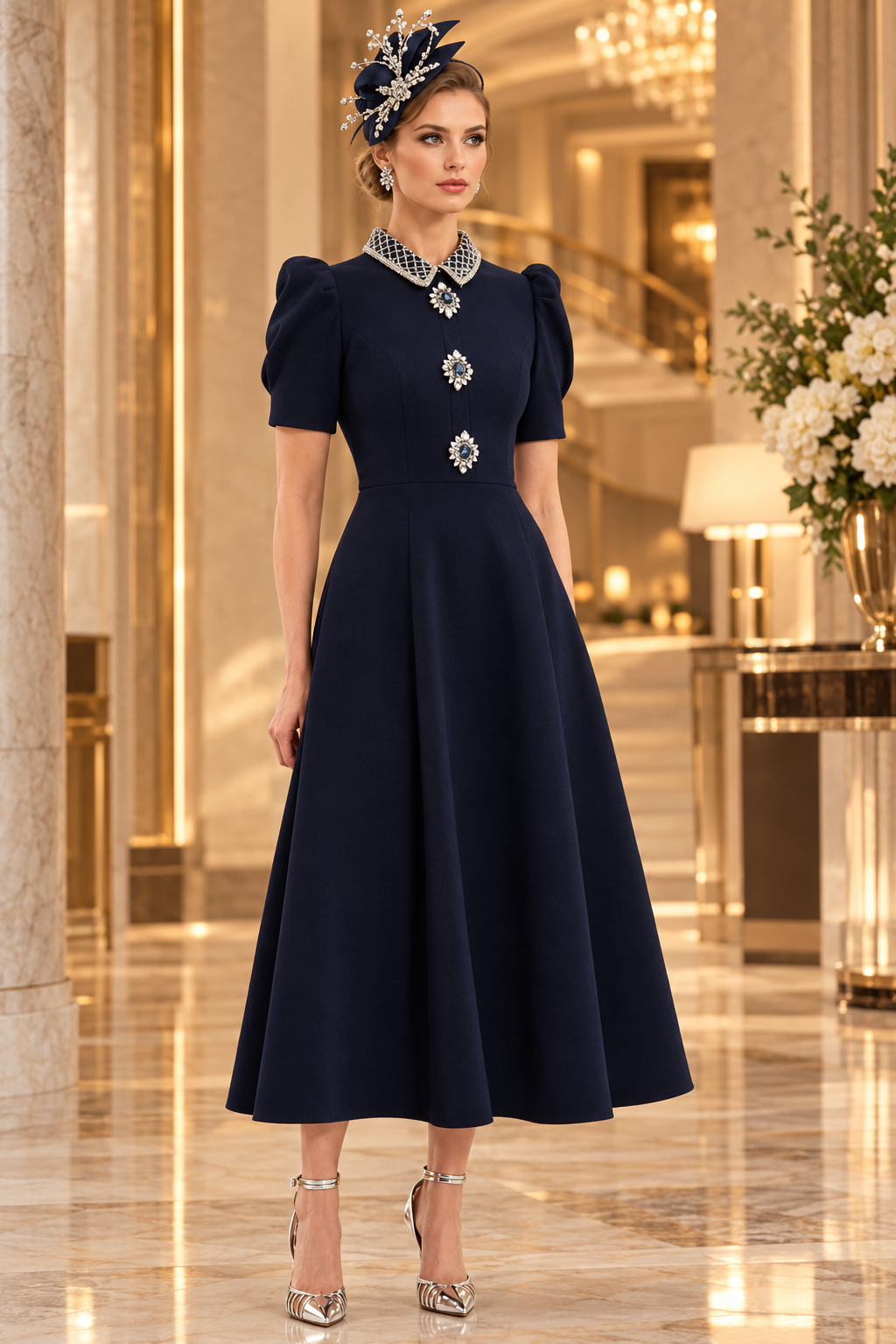 REBECCA VALLANCE CROWN JEWEL MIDI DRESS