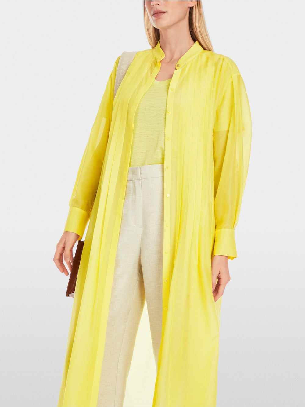 MarcCain Long shirt blouse with pintucks
