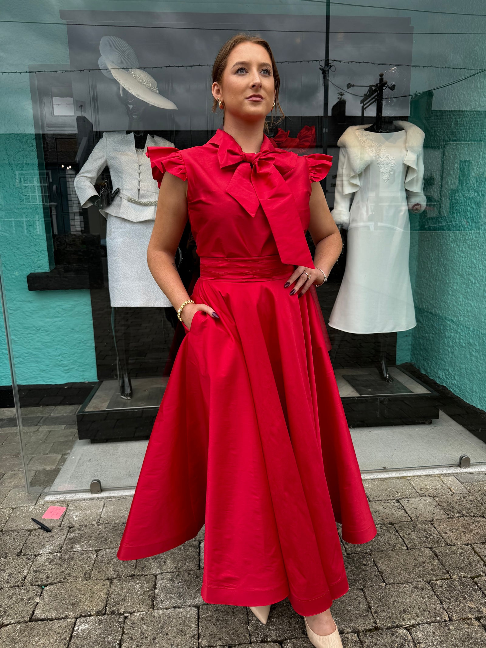 Andtate Chrissy Poppy Red Taffeta Top