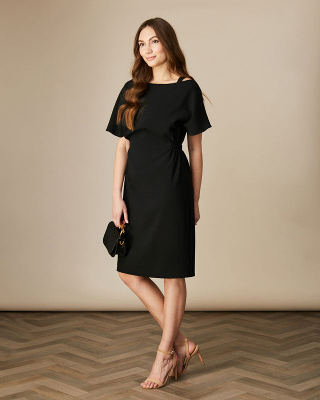 Fee G Harper-draped dress with shoulder strap