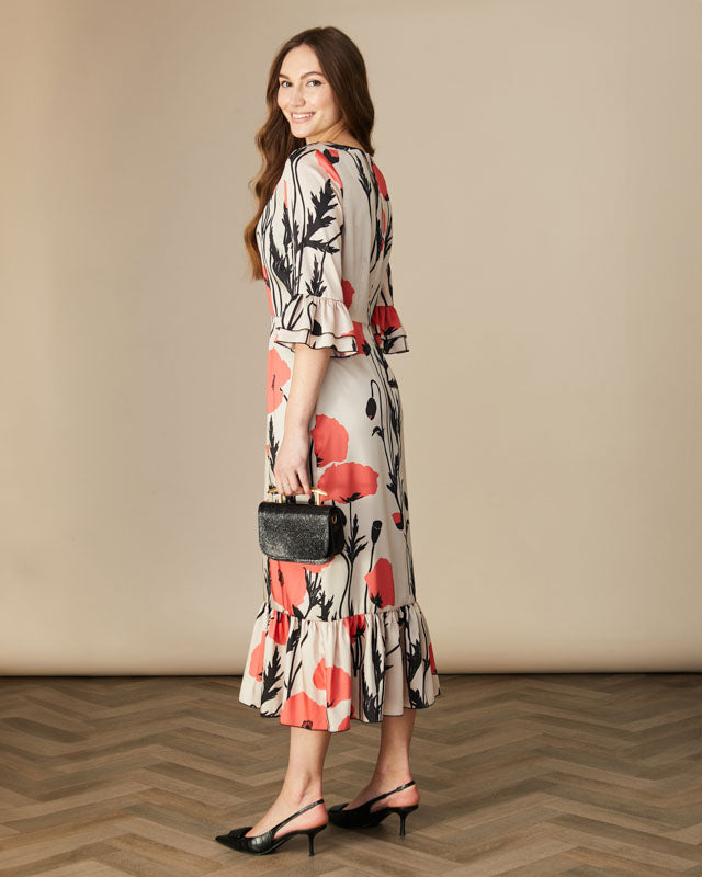 Fee G Poppy-printed long dress
