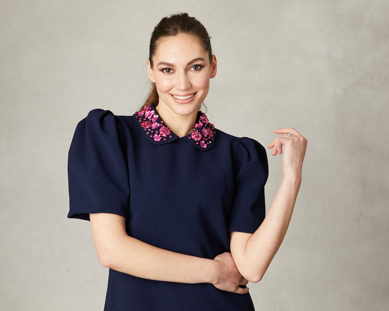 Fee G Sabrina-collar dress-navy