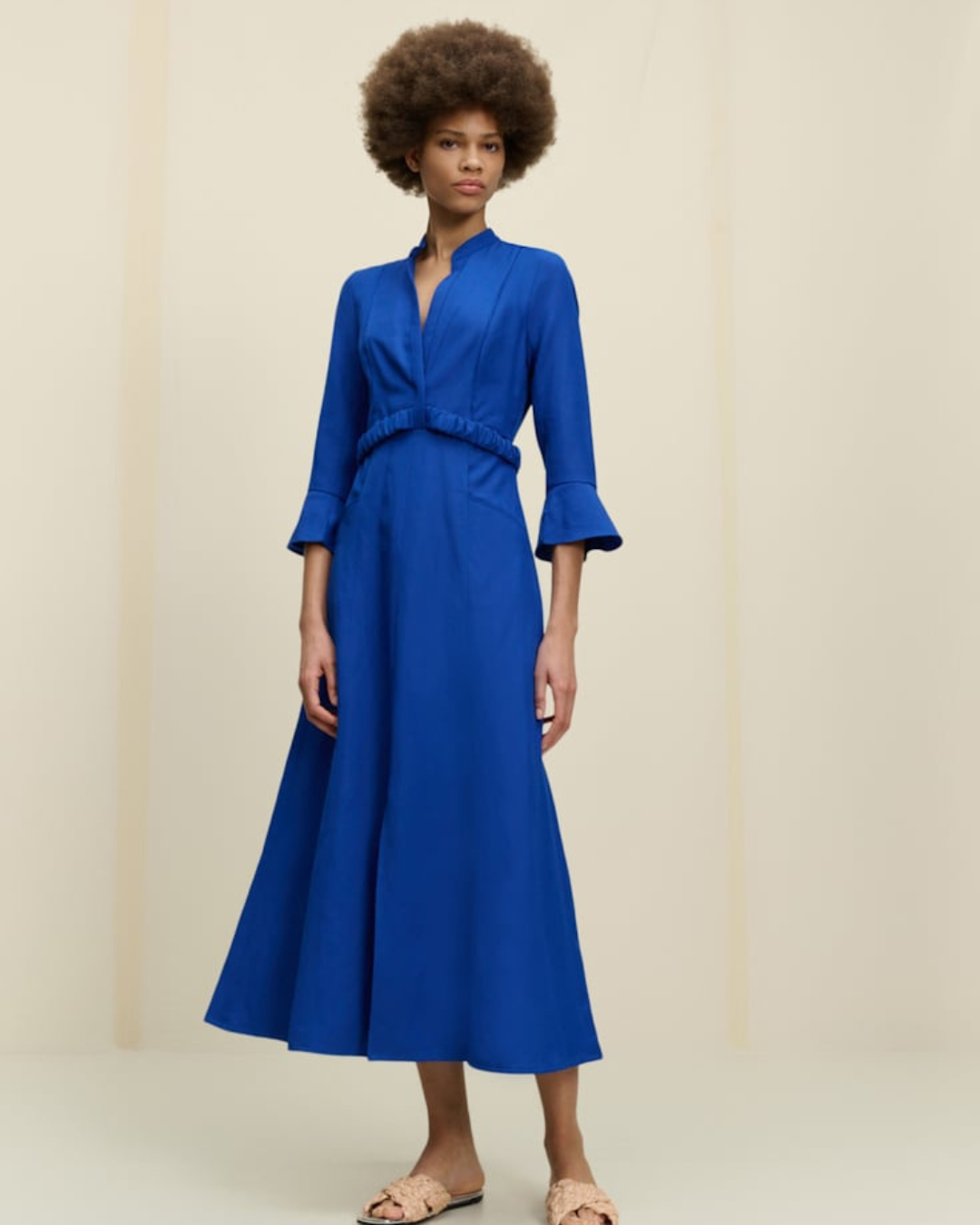 royal blue sun dresses Sparkle One sleeve Off-the-shoulder High Split Prom fitted waist sits atop a figure Royal Blue Dress, Maxi Cotton