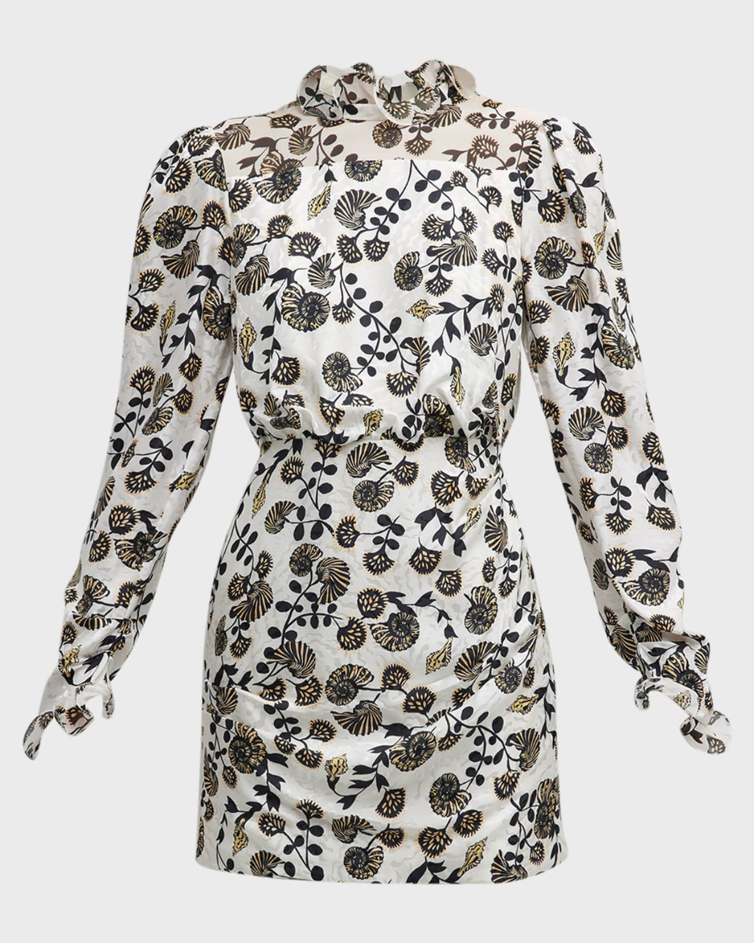 Rina B Long-Sleeve High-Neck Cocktail Dress