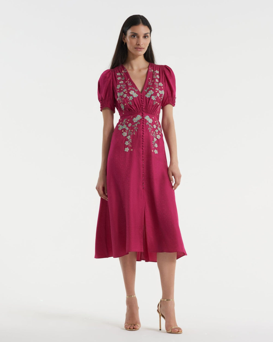 Lea Dress In Summerberry Jade Embroidered